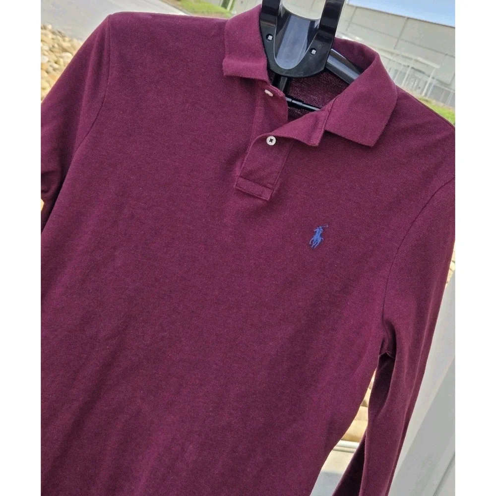 POLO RALPH LAUREN Shirt Men's M Long Sleeve Collared 100% Cotton Pullover Pony